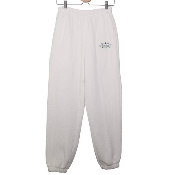 VTG 90s Walt Disney World Tour Terry Cloth Lounge Sweat Pants Size M Cream Parks - Picture 1 of 11